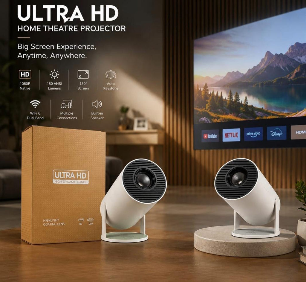 4K ULTRA PORTABLE PROJECTOR WITH HIGHLIGHT LENS , LED SOURCE