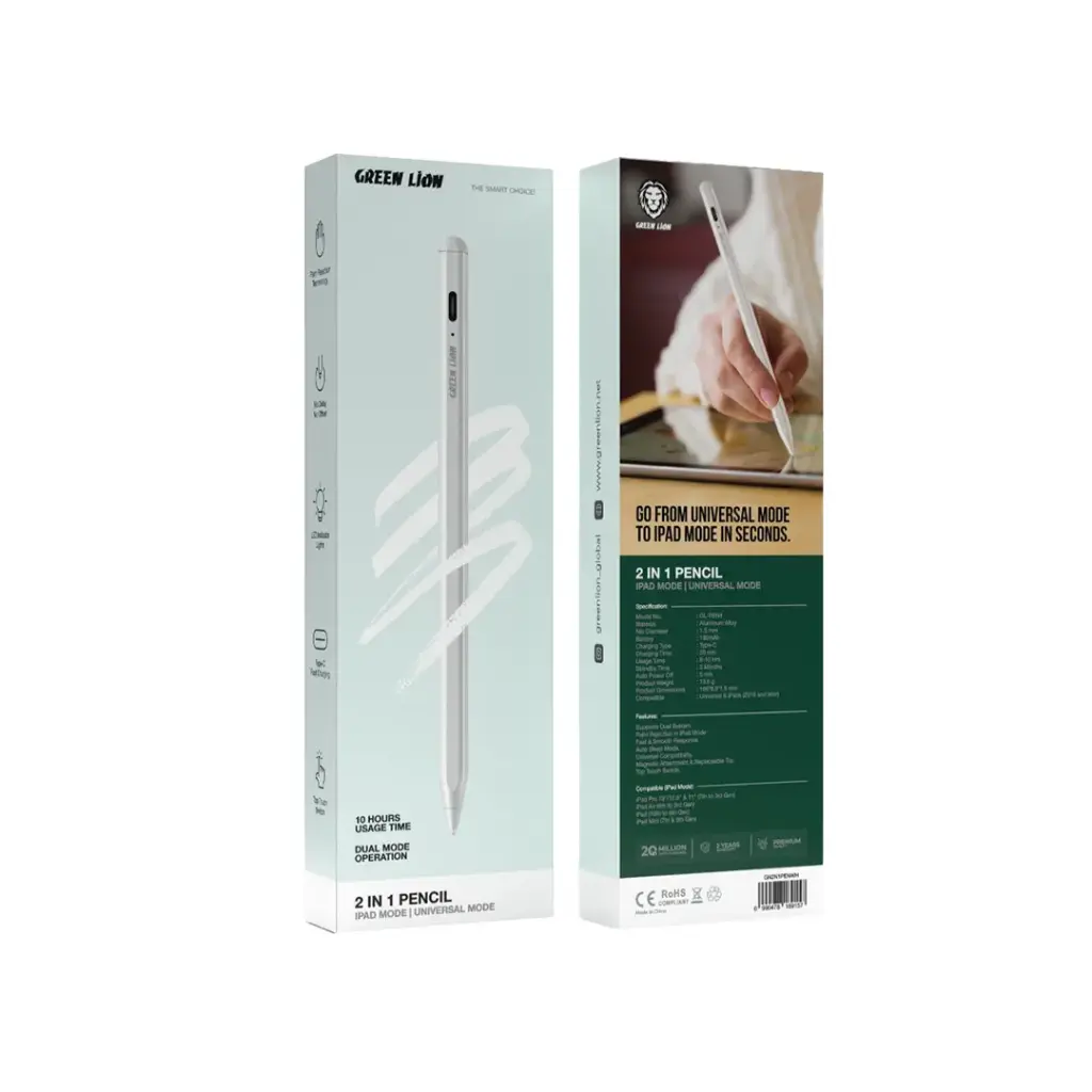 GREEN LION 2IN1 PENCIL WHITE