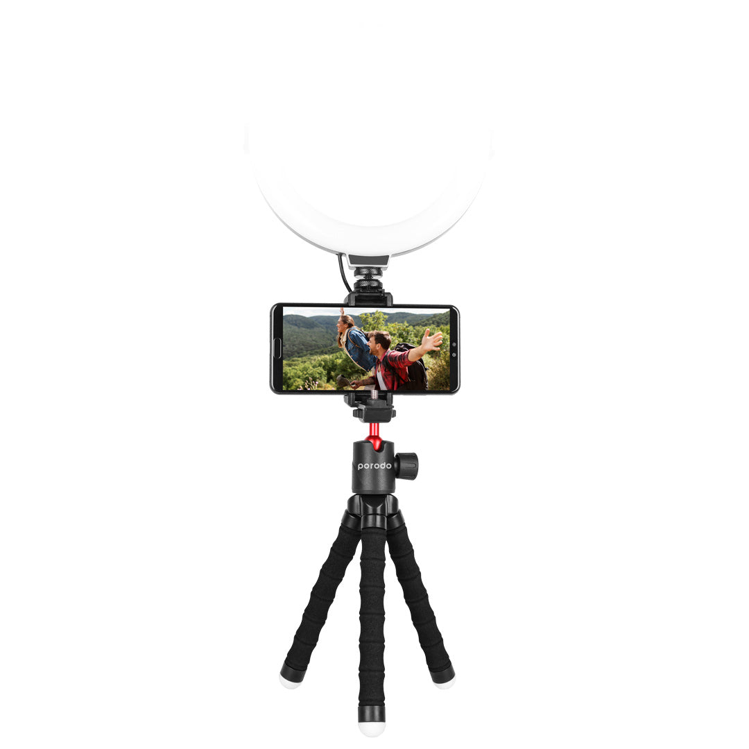 PORODO FLEXIBLE FOLDABLE AND EXTENDABLE TRIPOD WITH PHONE HOLDER