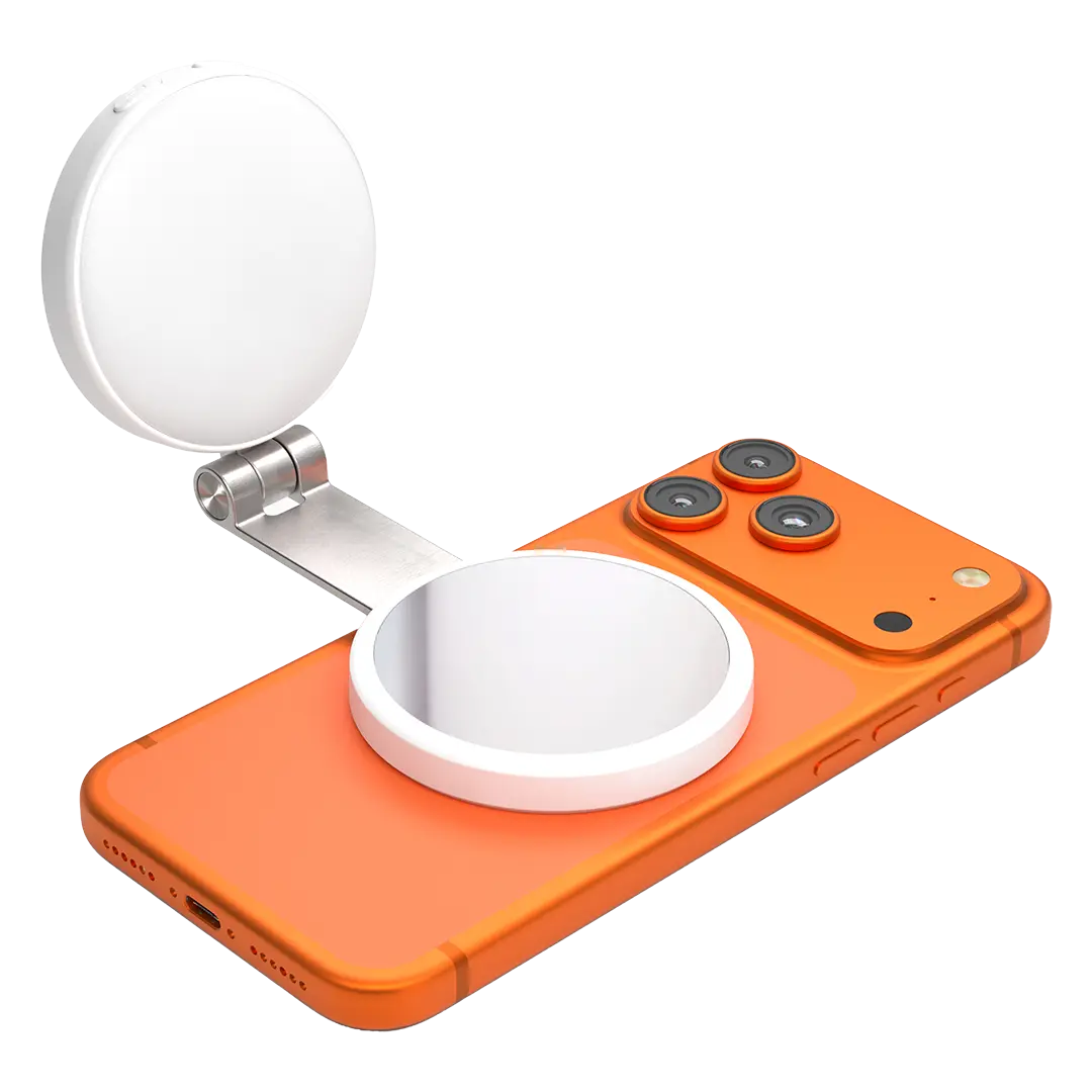 PORODO NURA 360 ROTATABLE FOLDABLE MAGNETIC FILL LIGHT WITH PHONE STAND AND MIRROR