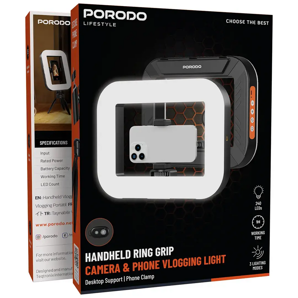PORODO LIFESTYLE VLOGGING LIGHT WITH TRIPOD&SHUTTER BUTTON