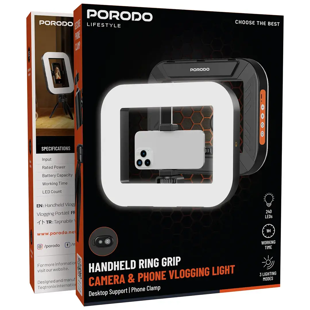 PORODO LIFESTYLE VLOGGING LIGHT WITH TRIPOD&SHUTTER BUTTON
