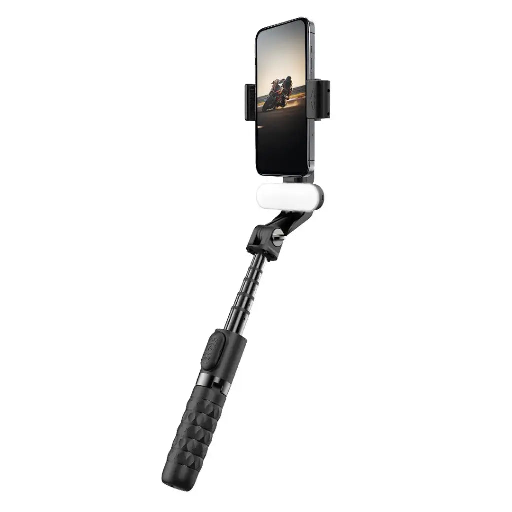 PORODO QUADBASE GOMBAL STABILIZER SELFIE STICK TRIPOD WITH FILL LIGHT&DETACHABLE REMOTE