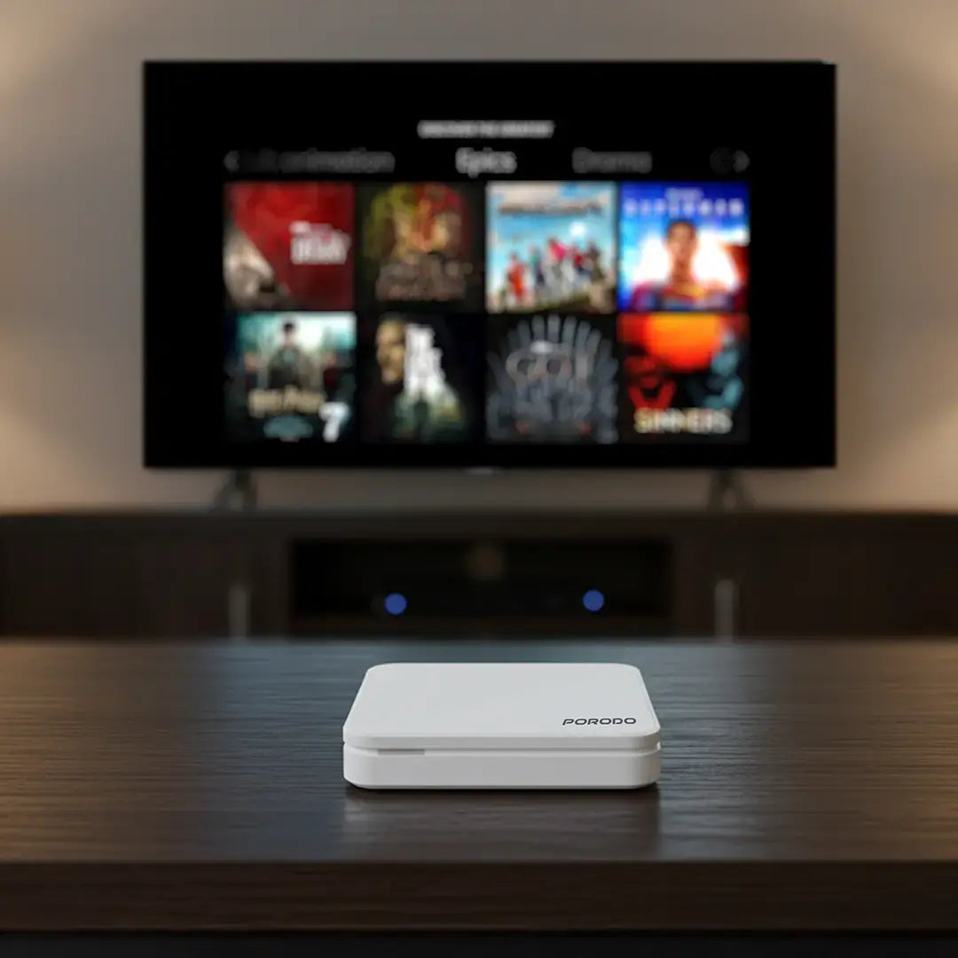 PORODO ECHOBOX 4K ANDROID TV BOX WITH 2GB+16GB STORAGE