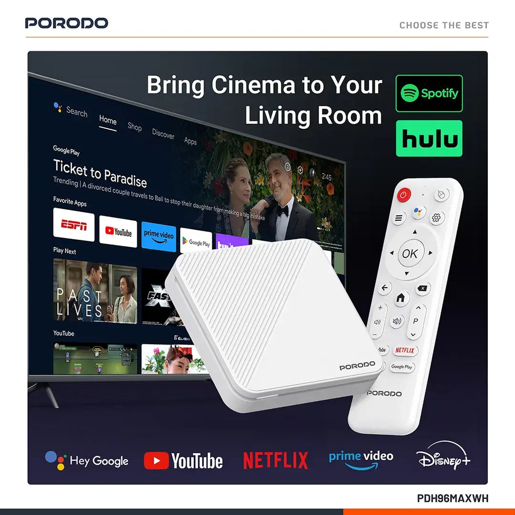 PORODO ECHOBOX 4K ANDROID TV BOX WITH 2GB+16GB STORAGE