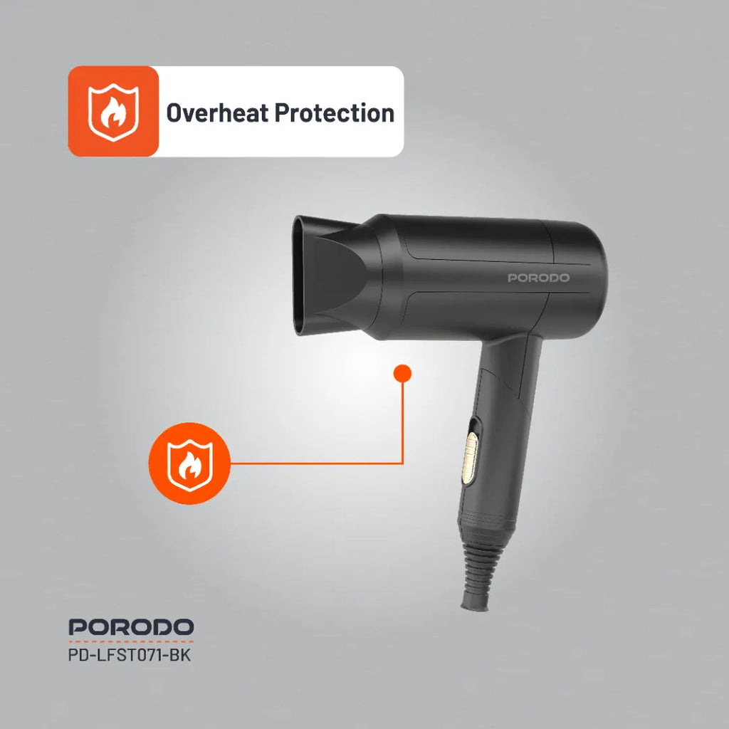 PORODO LIFESTYLE 1200W FOLDABLE HAIR DRYER 1.6M CABLE