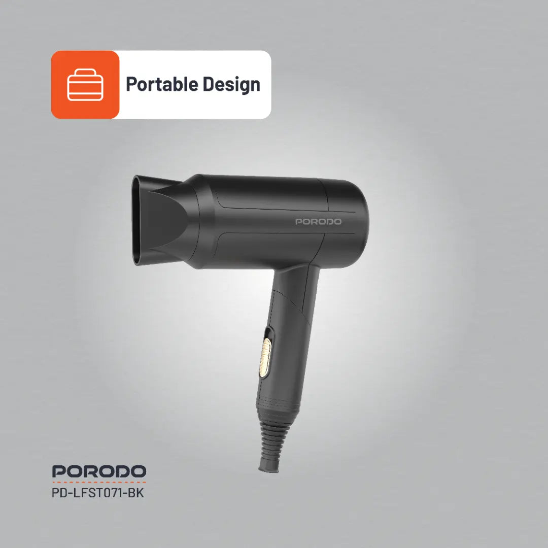 PORODO LIFESTYLE 1200W FOLDABLE HAIR DRYER 1.6M CABLE