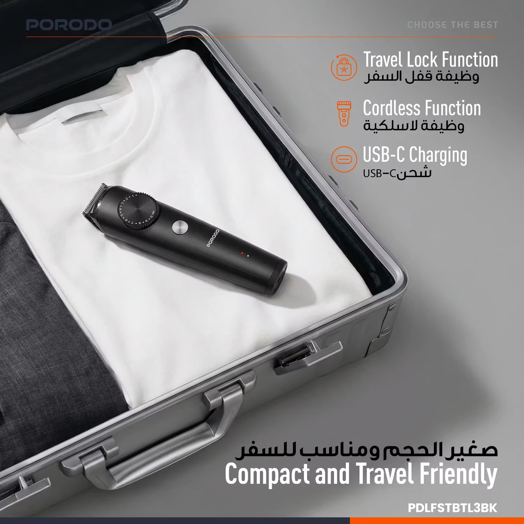 PORODO LIFESTYLE HAIR TRIMMER WITH DETACHABLE 1-10mm COMBS