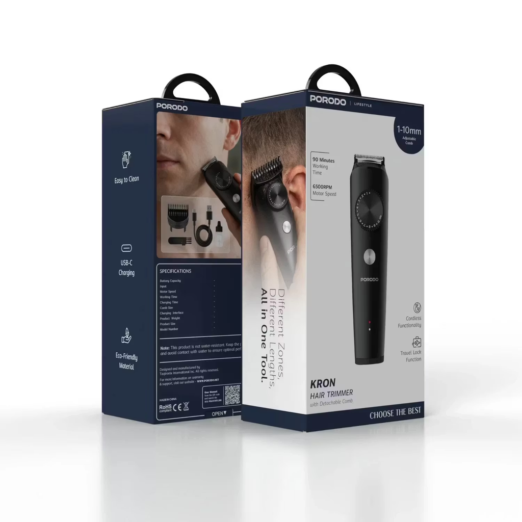 PORODO LIFESTYLE HAIR TRIMMER WITH DETACHABLE 1-10mm COMBS