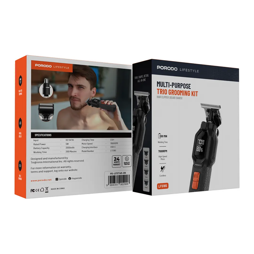 PORODO MULTI PURPOSE 3in1 RECHARGEABLE HAIR TRIMMER