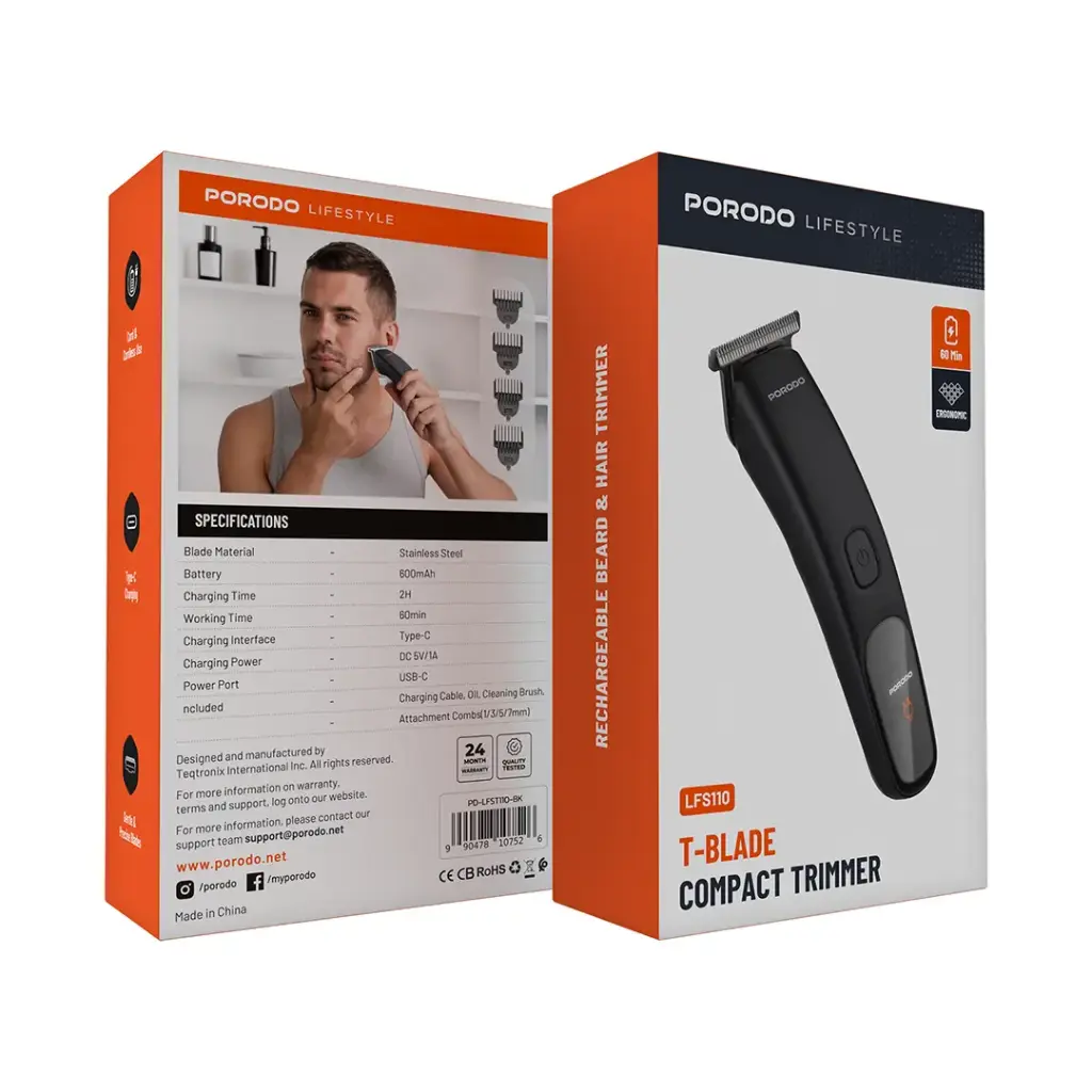 PORODO T-BLADE HAIR TRIMMER 600MAH