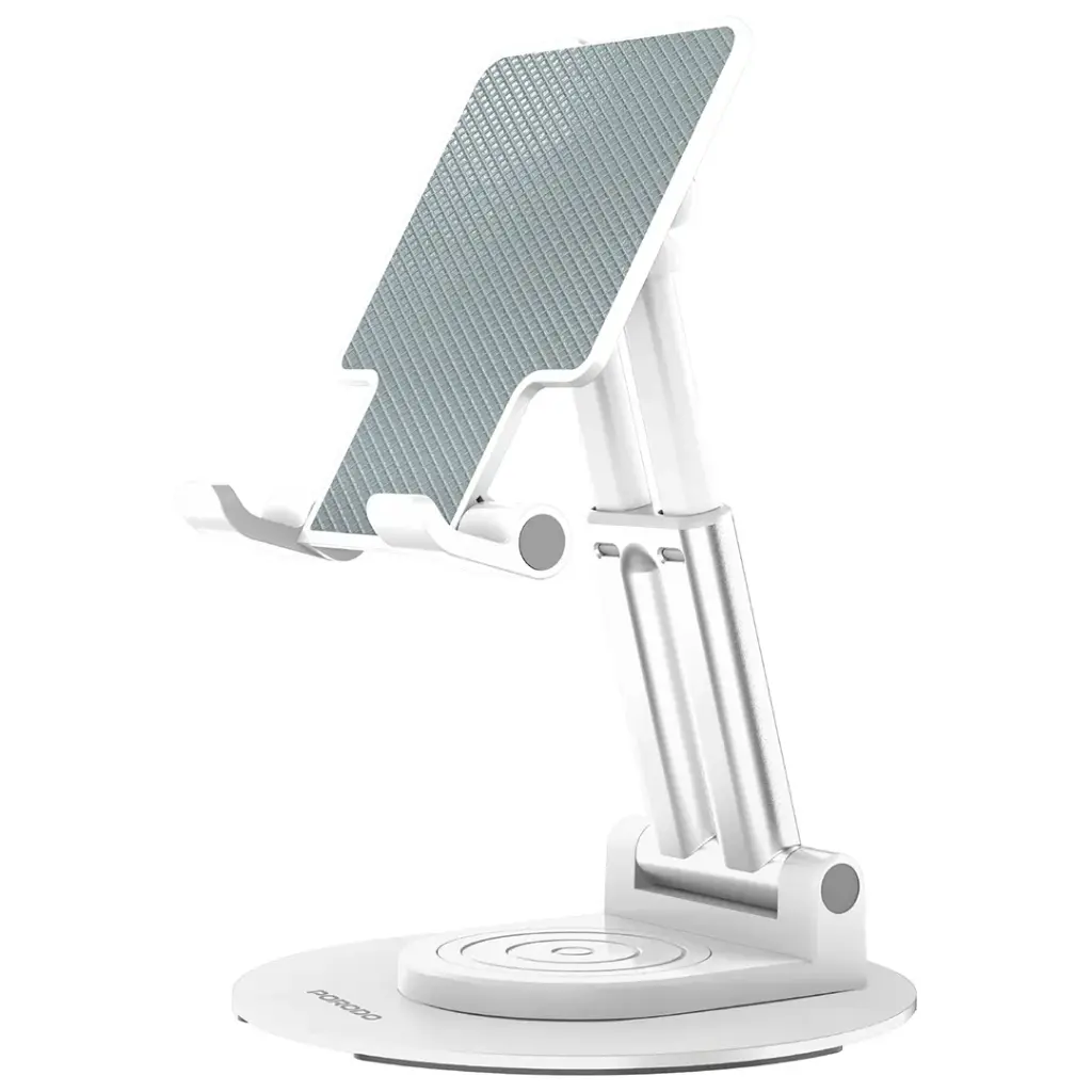 porodo foldable phone&tablet desk stand adjustable telescopic-WHITE