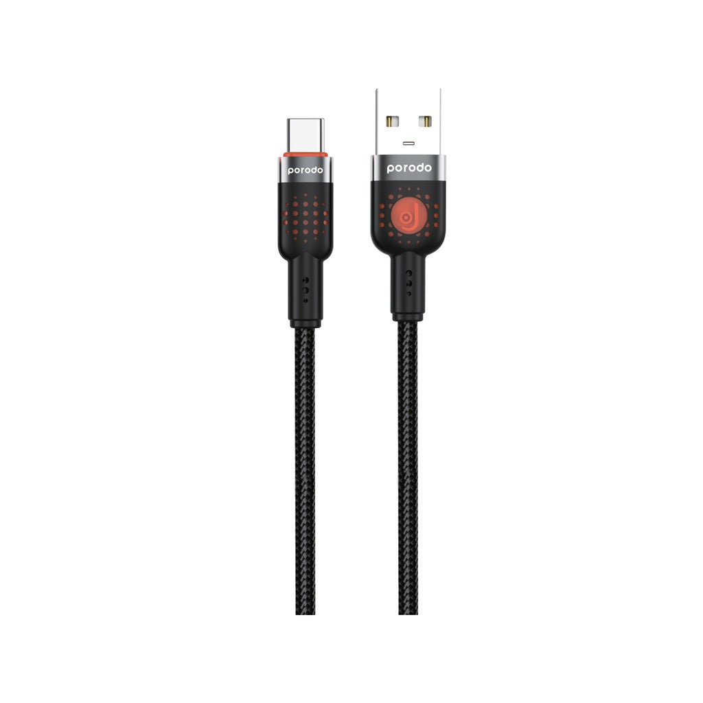 porodo 15w aluminium alloy +48 braiding usb a-type c cable