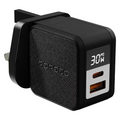 PORODO QUANTUM 30W A+C UK GAN CHARGER WITH DIGITAL SCREEN