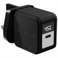 PORODO  QUANTUM 45W A+C UK GAN CHARGER WITH DIGITAL SCREEN