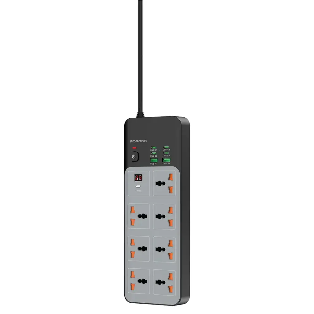 PORODO 7in1 POWER SOCKET WITH UNIVERSAL AC OUTPUT 4C 3M LENGHT