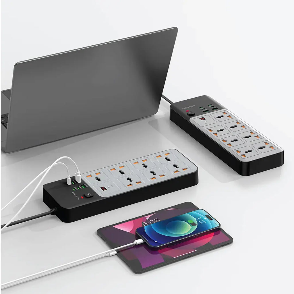 PORODO 7in1 POWER SOCKET WITH UNIVERSAL AC OUTPUT 4C 3M LENGHT