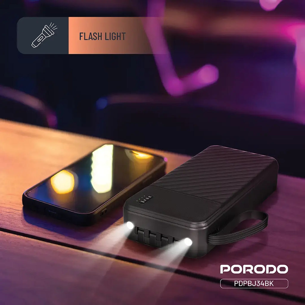 PORODO PIANO 20000MAH  MOVED POWERBANK WITH 4 WIRE