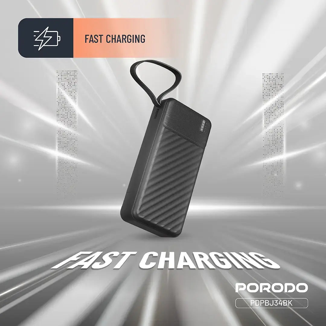 PORODO PIANO 20000MAH  MOVED POWERBANK WITH 4 WIRE