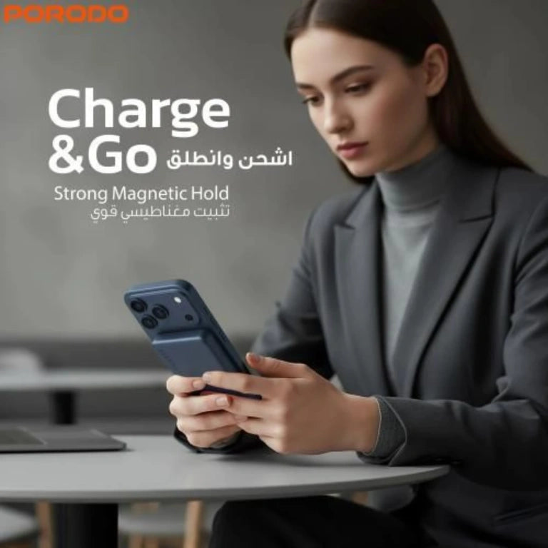 PORODO BLUVORA 15W WIRELESS + PD 20W MAGSAFE POWER BANK 10000MAH-BLUE