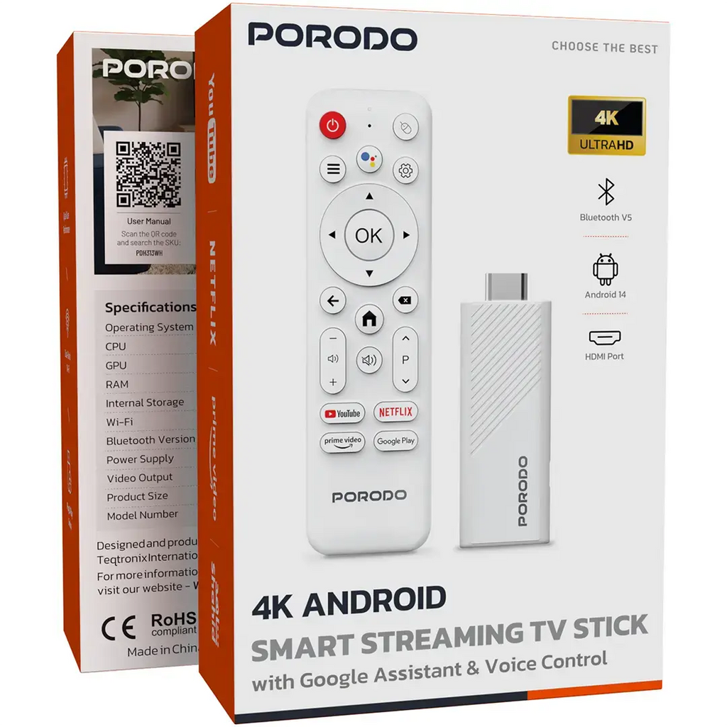 PORODO TV STICK 4K 2+16GB ANDROID