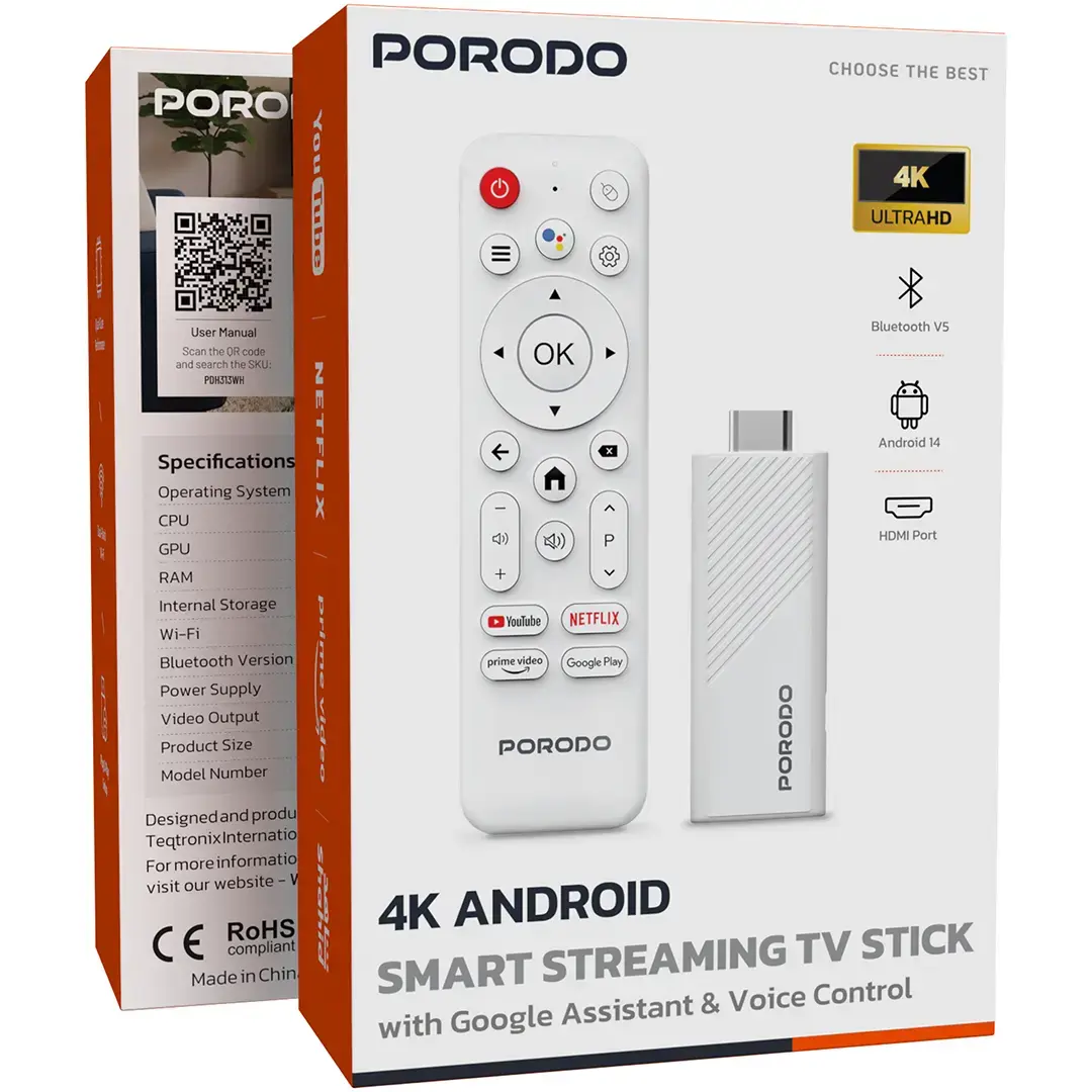 PORODO TV STICK 4K 2+16GB ANDROID