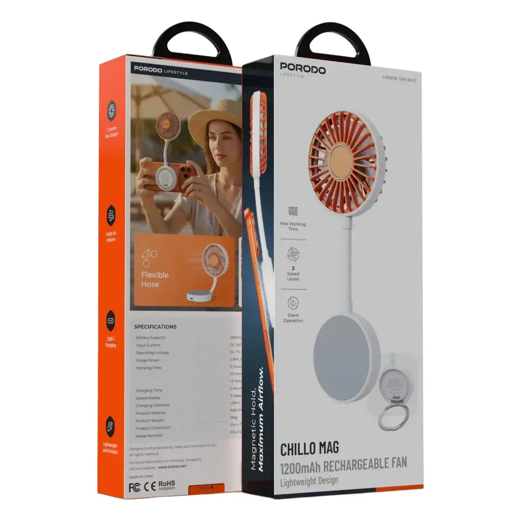 PORODO LIFESTYLE CHILLO 1200MAH RECHARGEABLE BATTERY HANDY USB FAN