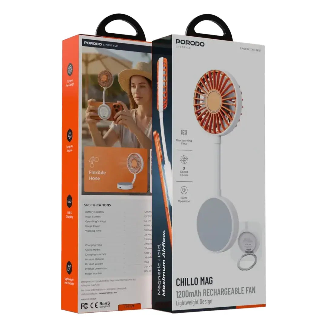 PORODO LIFESTYLE CHILLO 1200MAH RECHARGEABLE BATTERY HANDY USB FAN