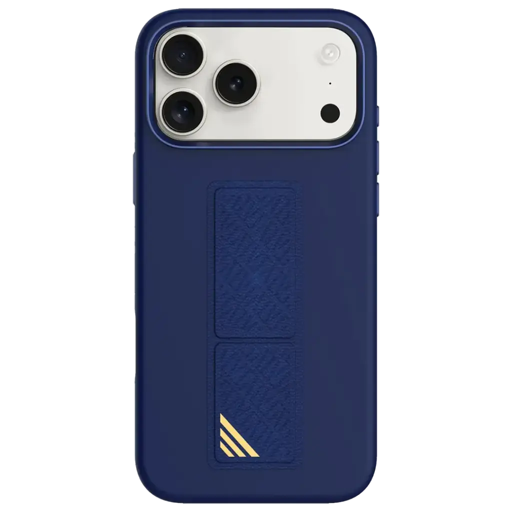 LEVELO MORPHIX SILICONE CASE WITH LEATHER GRIP IPHONE 17PROMAX-DARK BLUE