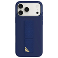 LEVELO MORPHIX SILICONE CASE WITH LEATHER GRIP IPHONE 17PROMAX-DARK BLUE