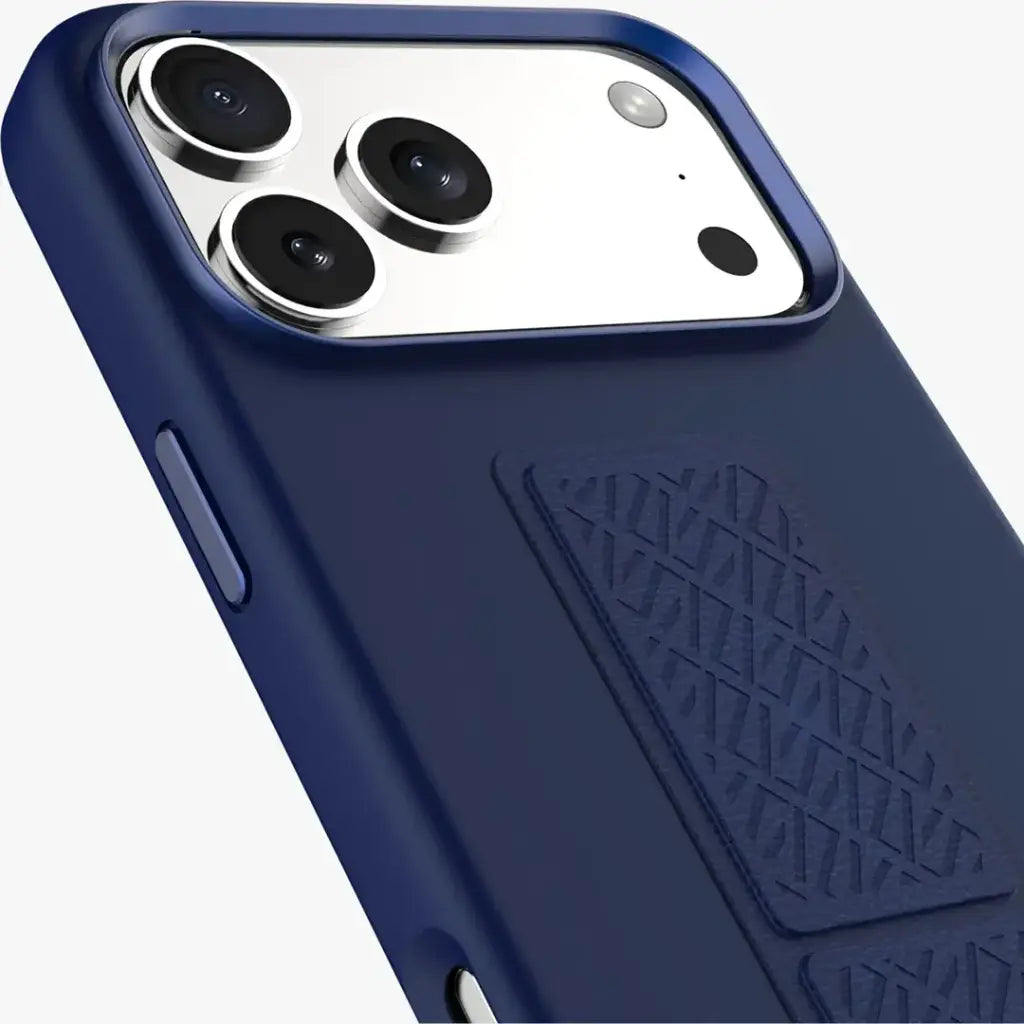 LEVELO MORPHIX SILICONE CASE WITH LEATHER GRIP IPHONE 17PROMAX-DARK BLUE