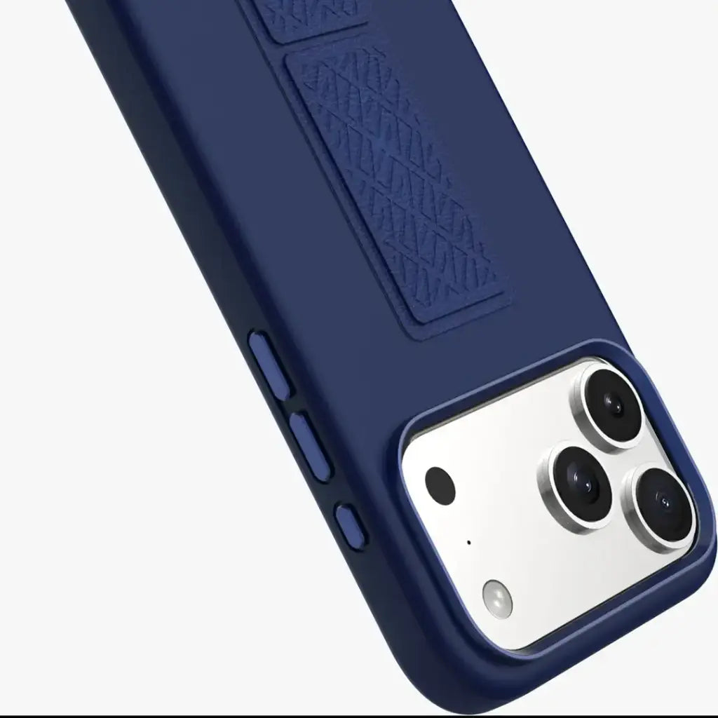 LEVELO MORPHIX SILICONE CASE WITH LEATHER GRIP IPHONE 17PROMAX-DARK BLUE