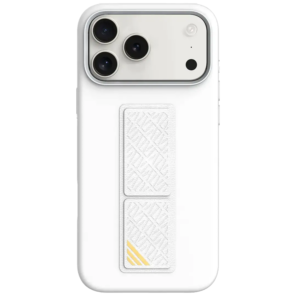 LEVELO MORPHIX SILICONE CASE WITH LEATHER GRIP IPHONE 17PROMAX-SILVER