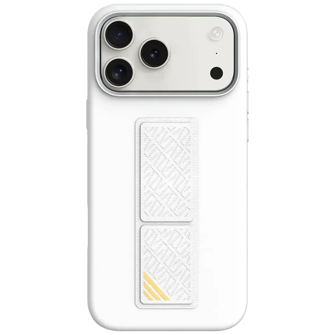 LEVELO MORPHIX SILICONE CASE WITH LEATHER GRIP IPHONE 17PROMAX-SILVER
