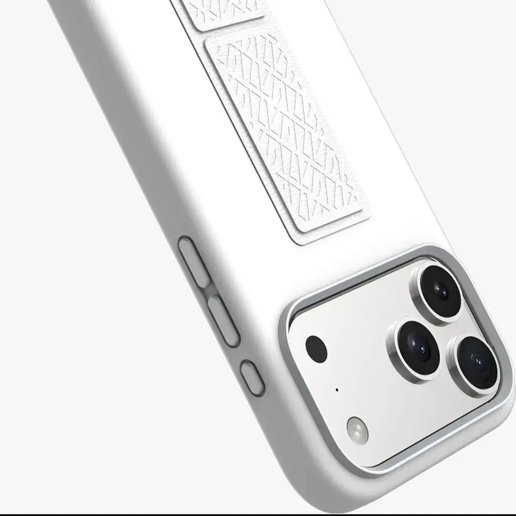 LEVELO MORPHIX SILICONE CASE WITH LEATHER GRIP IPHONE 17PROMAX-SILVER