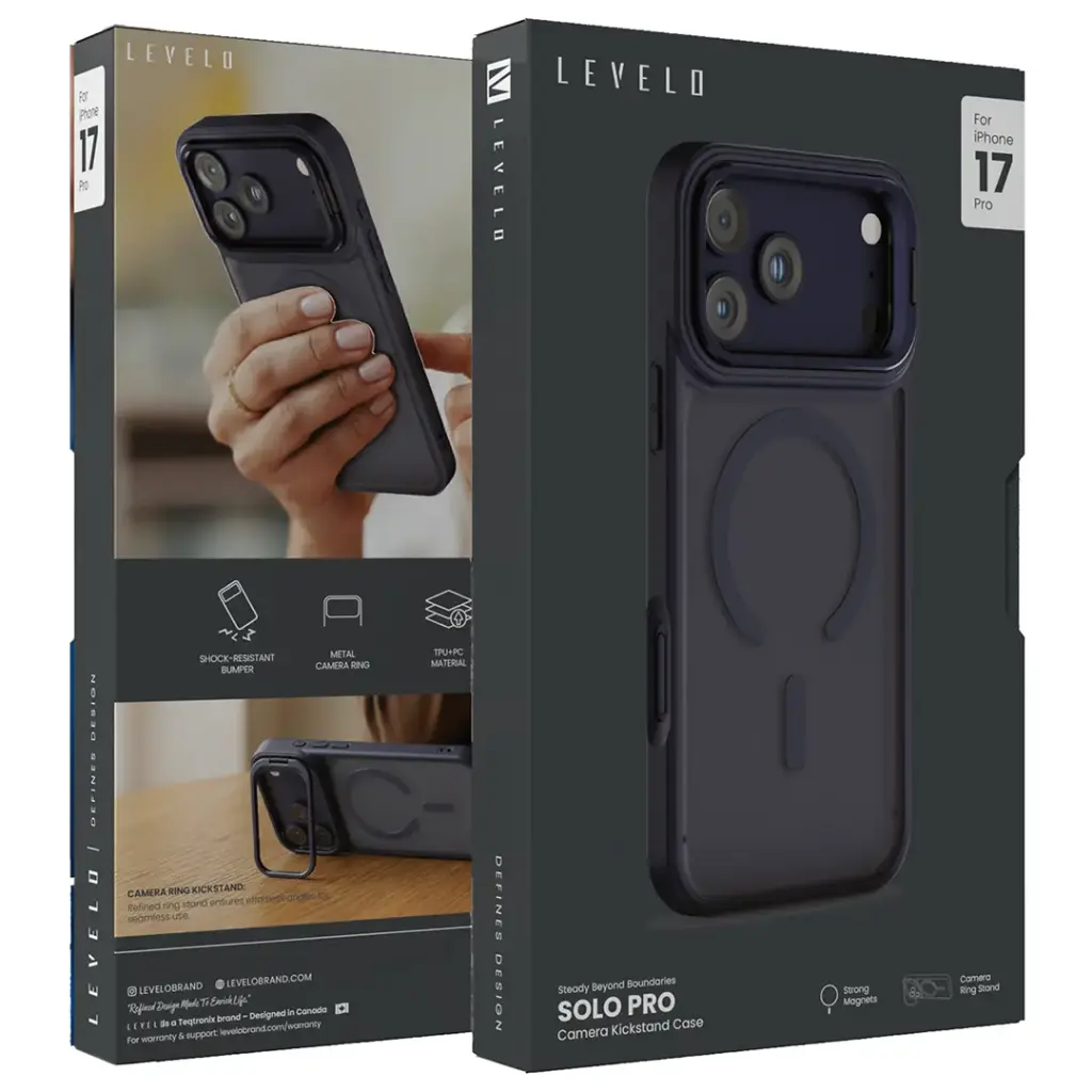 LEVELO SOLO PRO CAMERA KICKSTAND CASE IPHONE 17PRO-BLUE