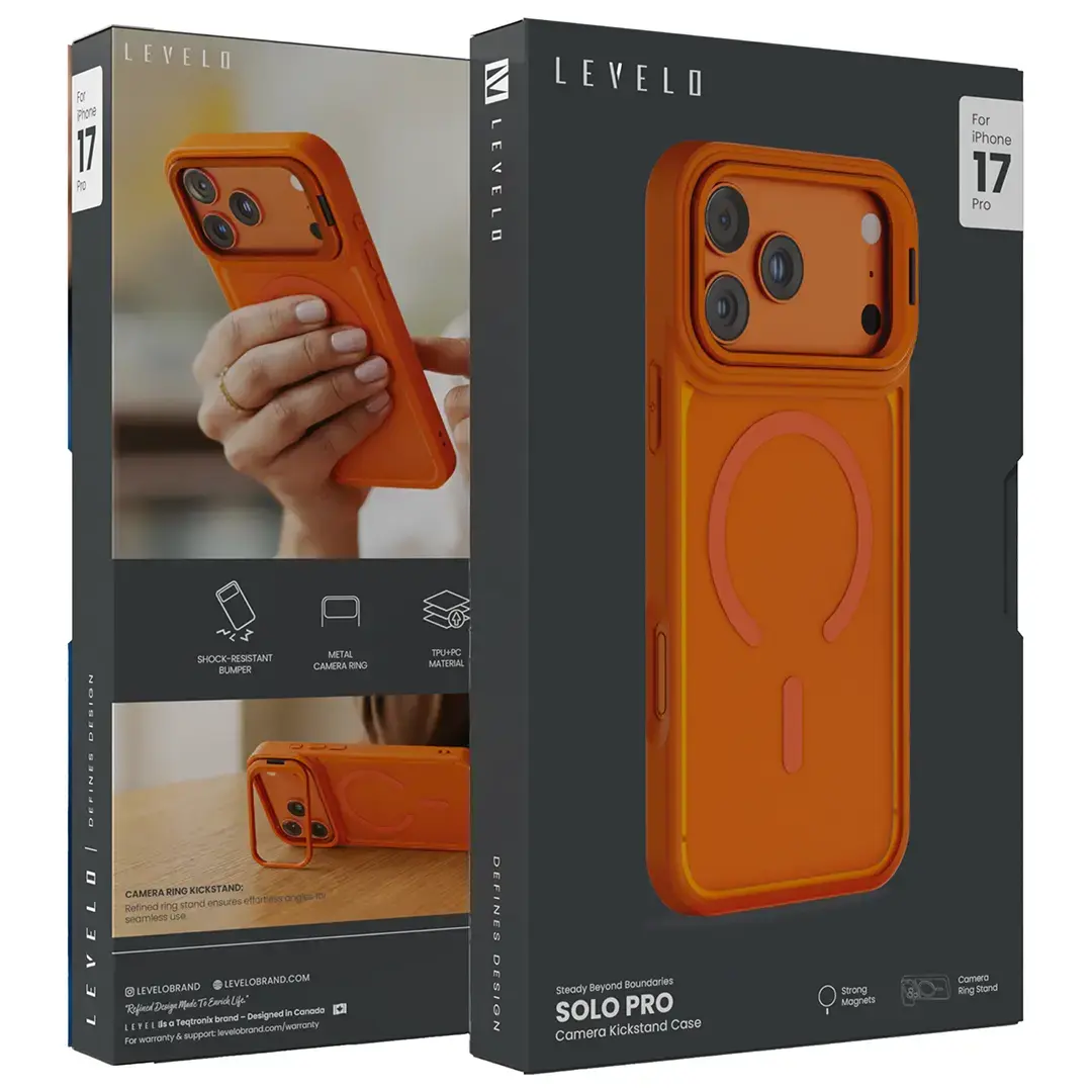 LEVELO SOLO PRO CAMERA KICKSTAND CASE IPHONE 17PRO-ORANGE