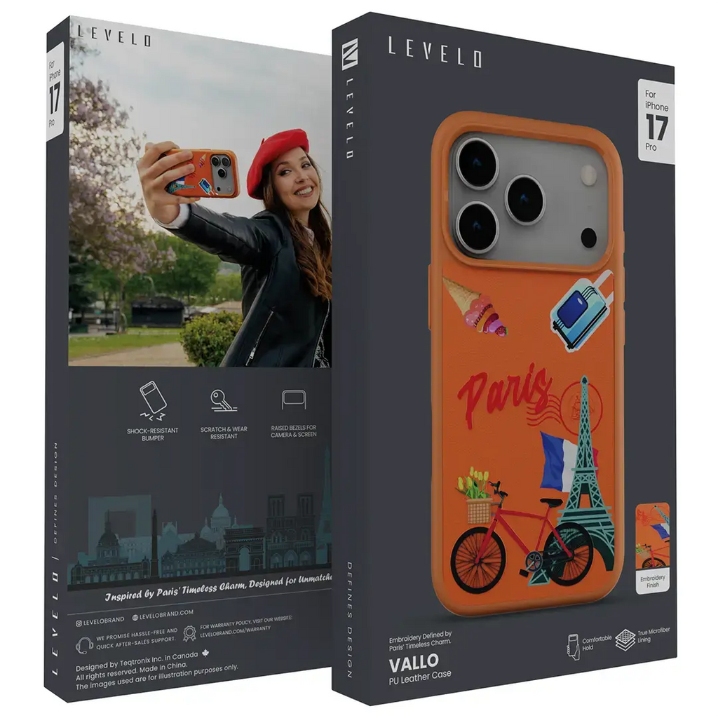 LEVELO CANNES PU LEATHER CASE 17PRO-ORANGE