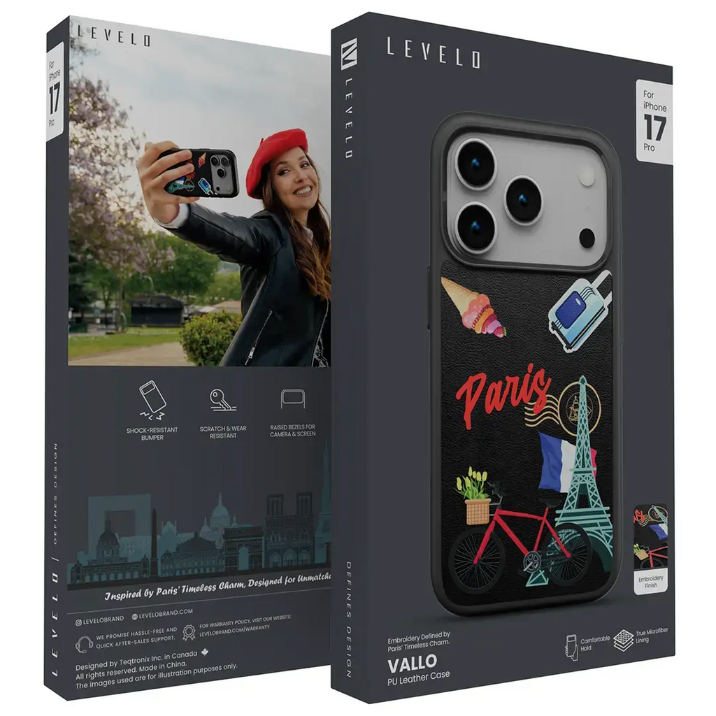 LEVELO CANNES PU LEATHER CASE 17PRO-BLACK