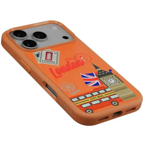 LEVELO VALLO PU LEATHER CASE WITH LONDON EMBROIDERY DESIGN 17PRO-SUNRISE ORANGE