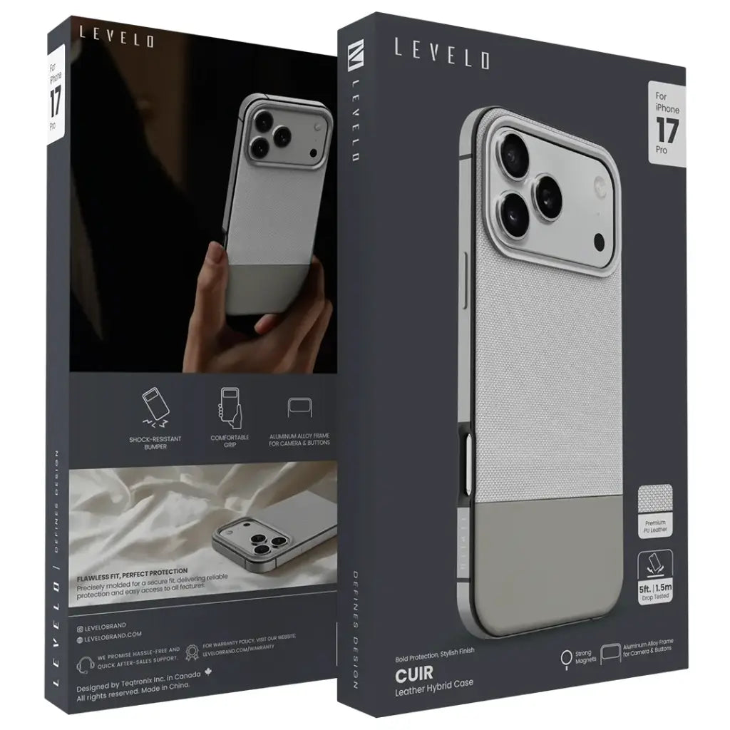 LEVELO CUIR CASE IPHONE 17PRO M-SILVERSTONE