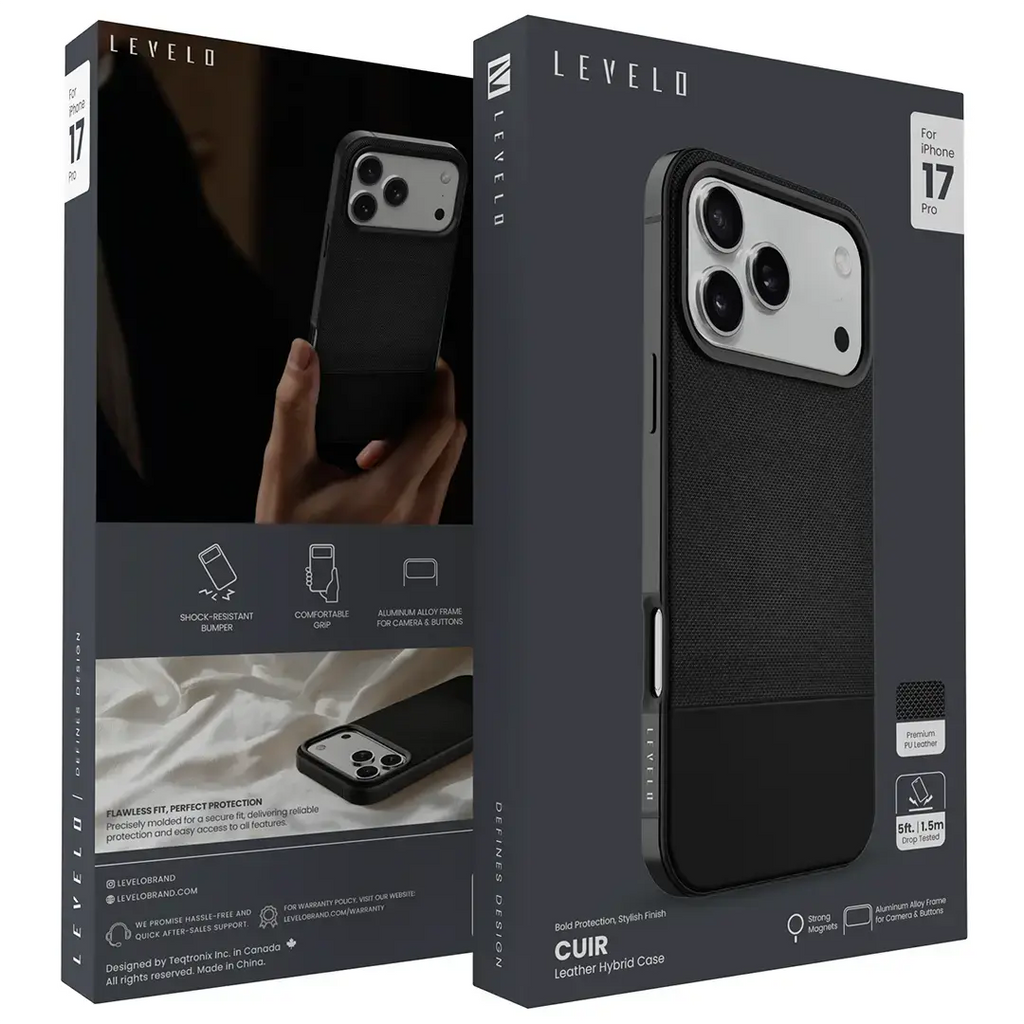 LEVELO CUIR CASE IPHONE 17PRO M-PHANTOM BLACK