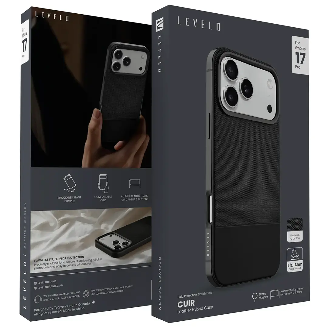LEVELO CUIR CASE IPHONE 17PRO M-PHANTOM BLACK
