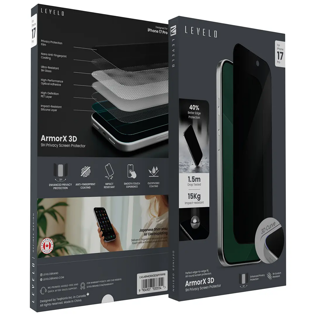 LEVELO ARMOX 3D 9H HD SCREEN PROTECTION IPHONE 17pro