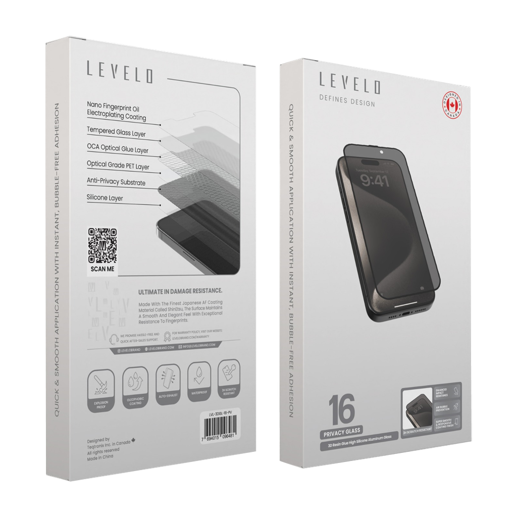 LEVELO 3d RESIN GLUE HIGHT SILICONE ALUMINIUM GLASS HD SCREEN PROTECTOR iphone 16
