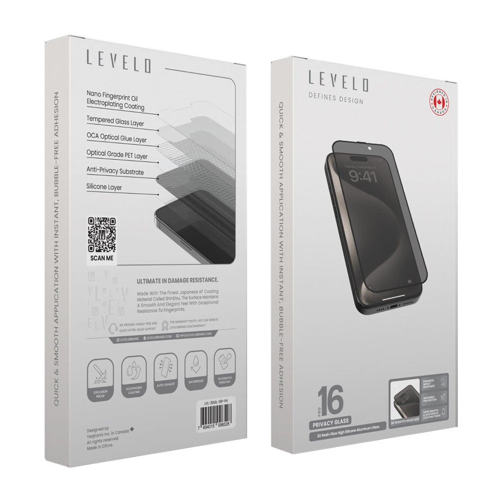 LEVELO 3d RESIN GLUE HIGHT SILICONE ALUMINIUM GLASS HD SCREEN PROTECTOR iphone 16PRO