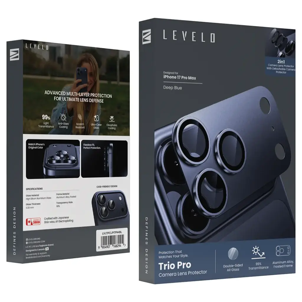 LEVELO TRIO PRO 2in1  CAMERA LENS PROTECTOR WITH DETACHABLE CAMERA PROTECTOR 17PROMAX-DARK BLUE