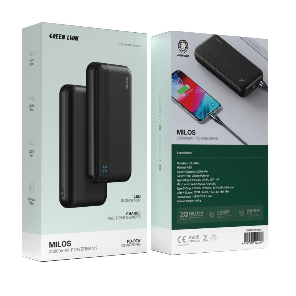 G.L POWER BANK MILOS 20000MAH